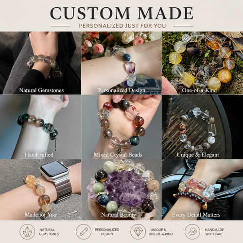 A one-of-a-kind natural crystal bracelet, personalized to your style and wrist size.